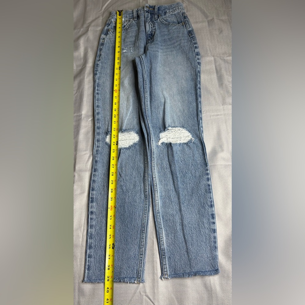 Fashion Nova Light Blue High Rise Distressed Jeans
